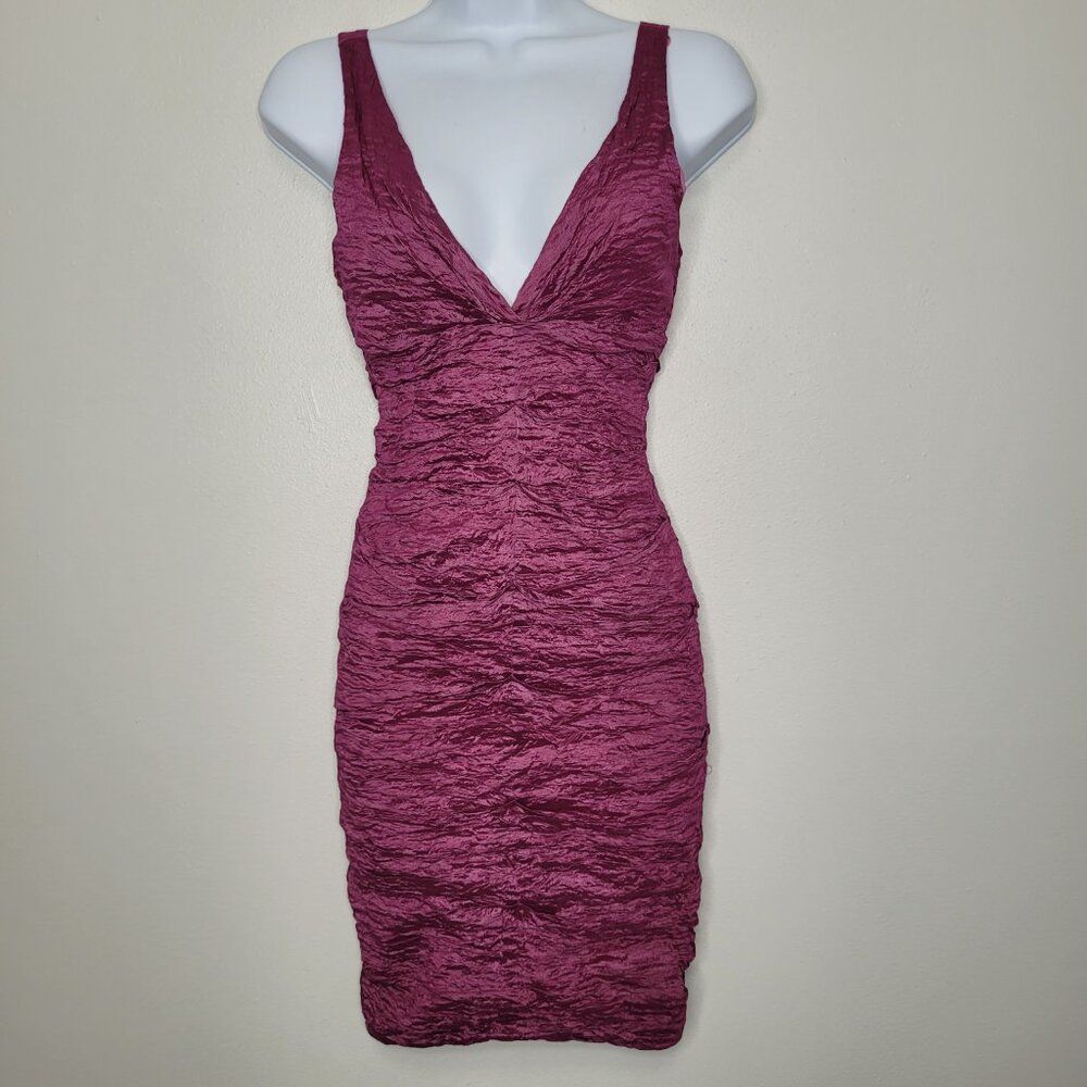 Vintage Nicole Miller pink crinkle bodycon club going out party cocktail dress 4